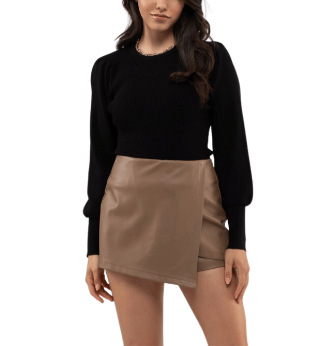 Countess Ribbed Balloon Sleeve Sweater