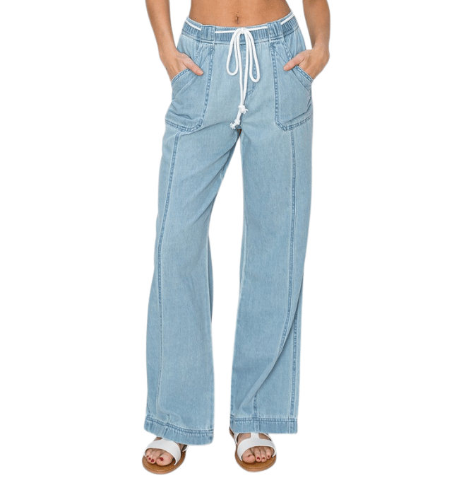 Ariana High Rise Straight Drawstring Pants