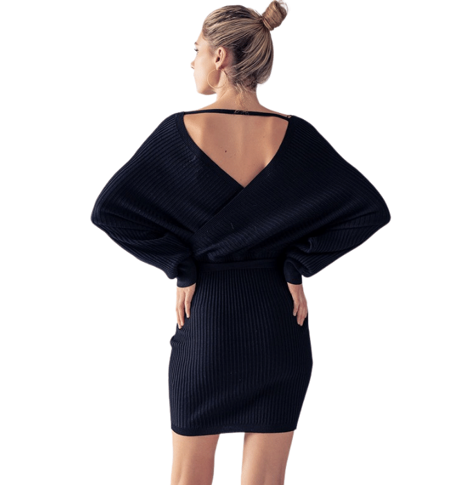 Hera Belted Wrap Sweater Dress