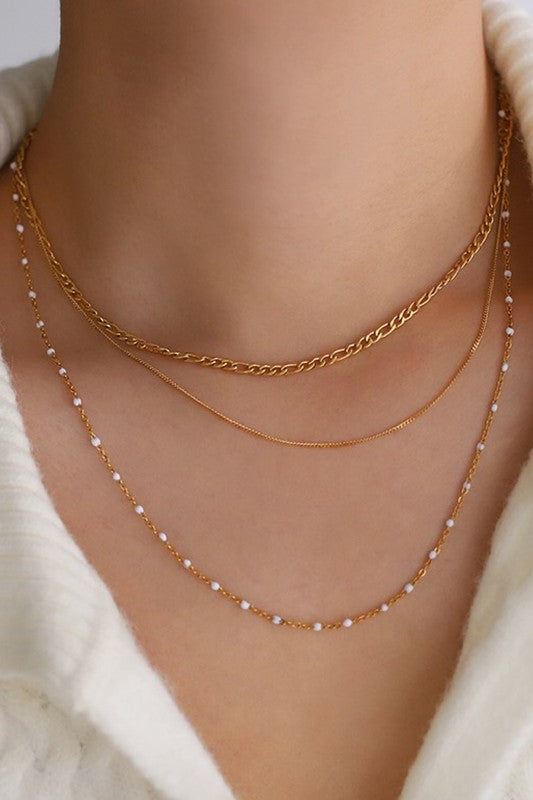 White Enamel Layered Necklace