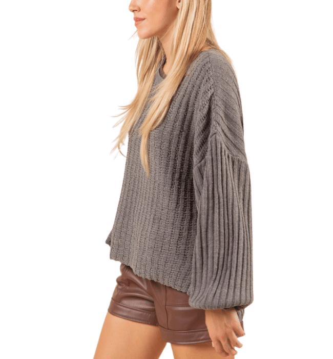 Heidi Gray + Olive Contrast Sweater