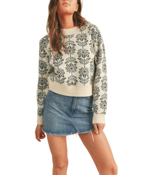 Maggie Floral Outline Print Sweater