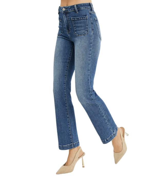 Chase High Rise Bootcut Patch Pocket Jeans