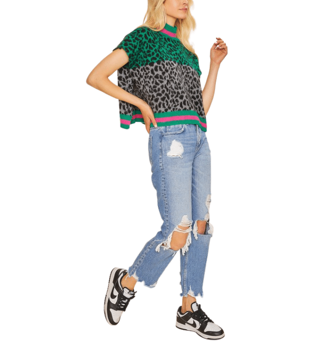 Annie High Rise Cropped Distressed Denim
