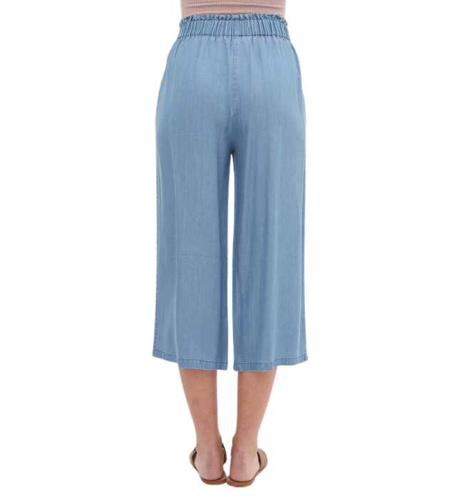 Ocean Chambray Cropped Paperbag Pant