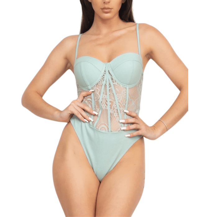 Sage Green Corset Bodysuit