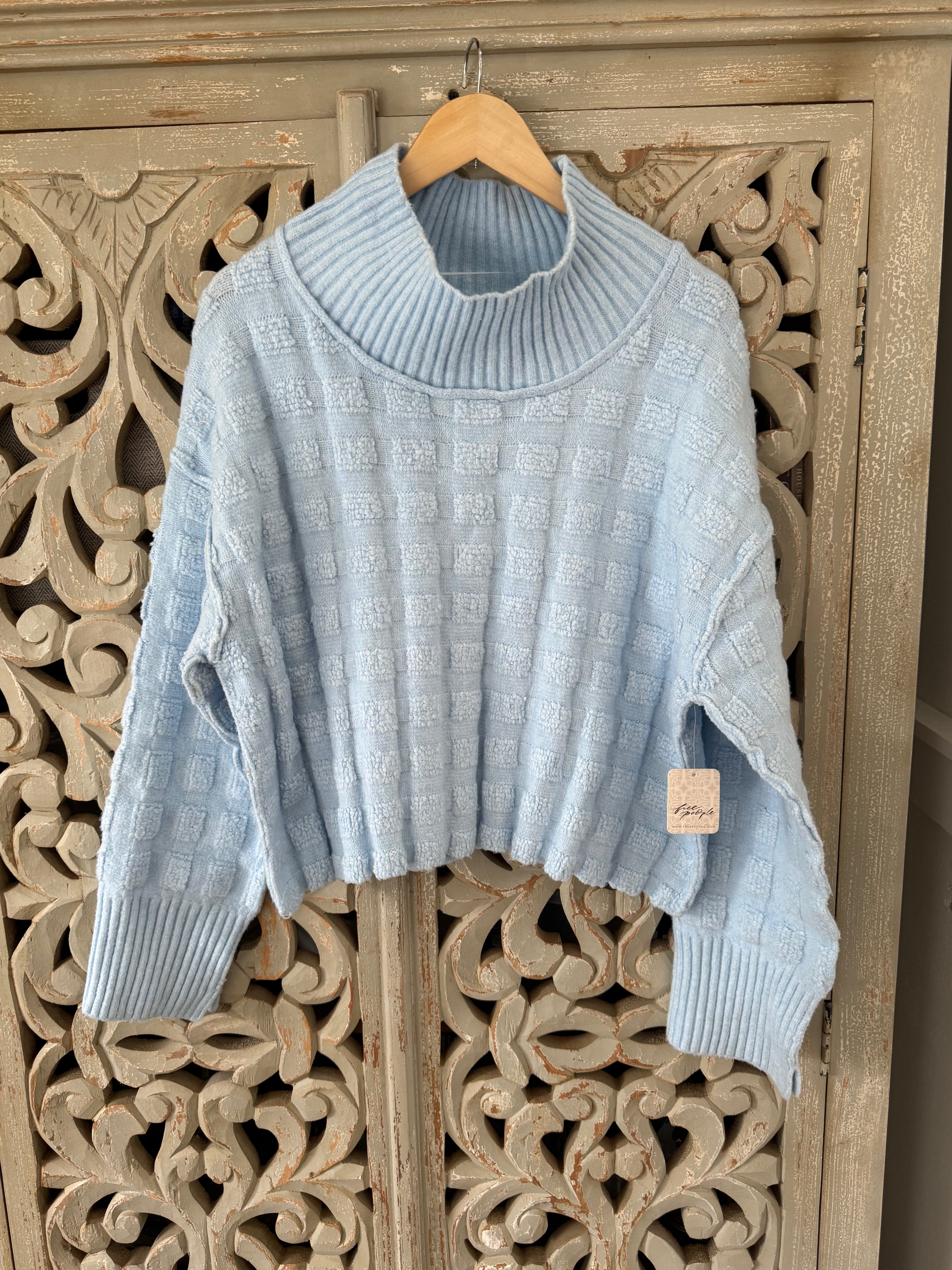 Free People Baby Blue Sweater Size S (RESTYLE)