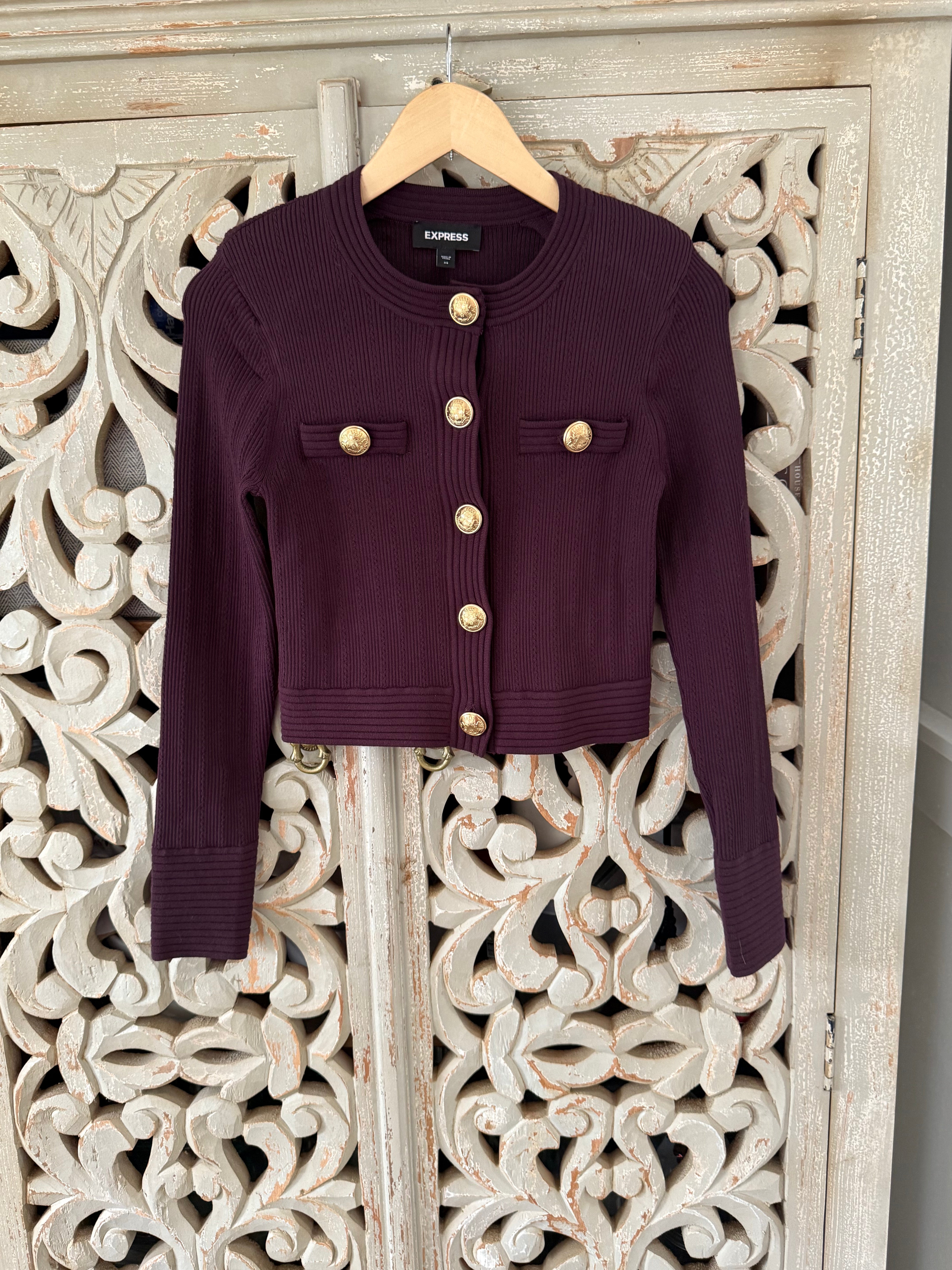 Express Plum Cardi Blazer Size XS (RESTYLE)