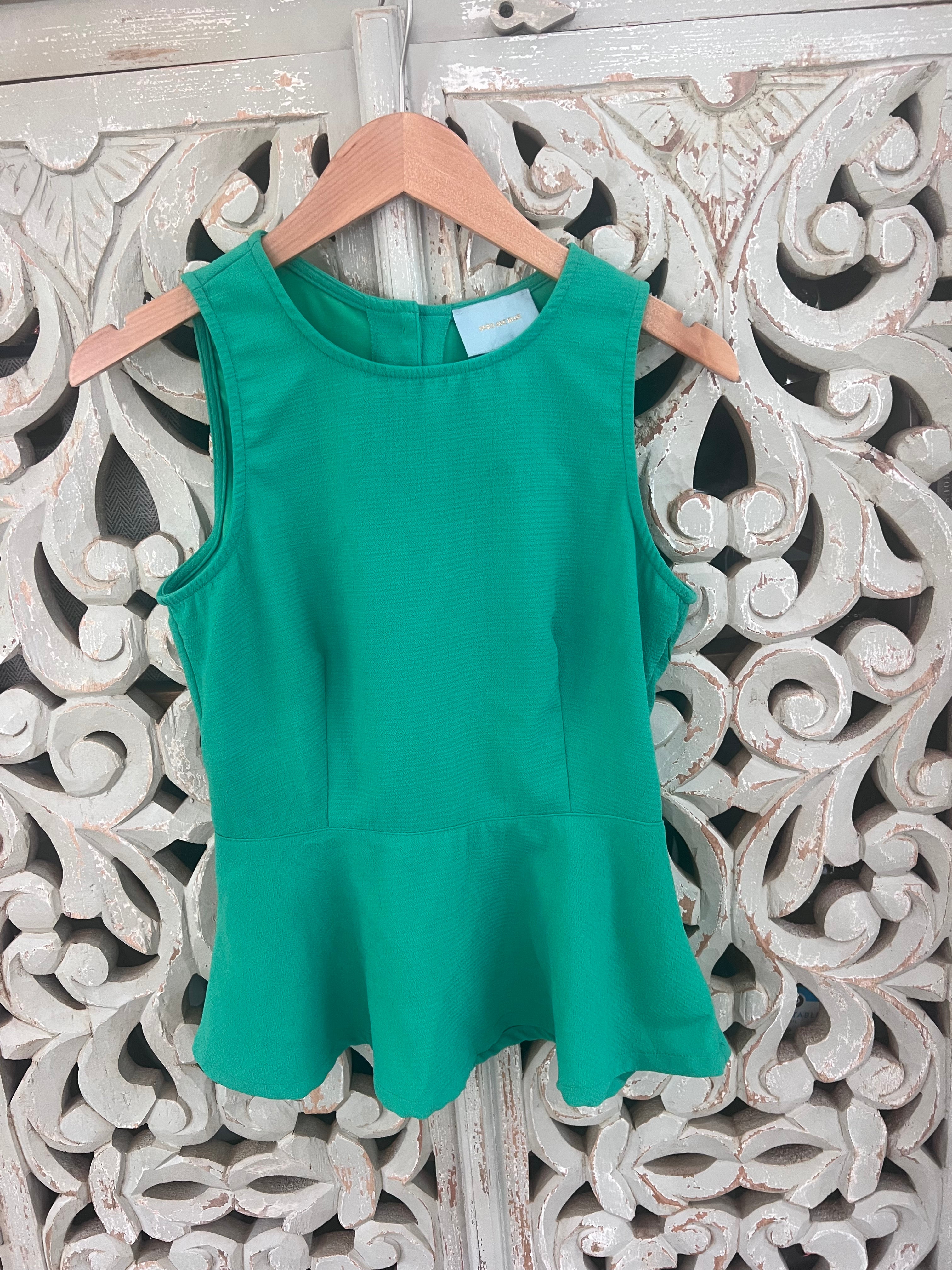 Kelly Green Peplum Tank Size S (RESTYLE)
