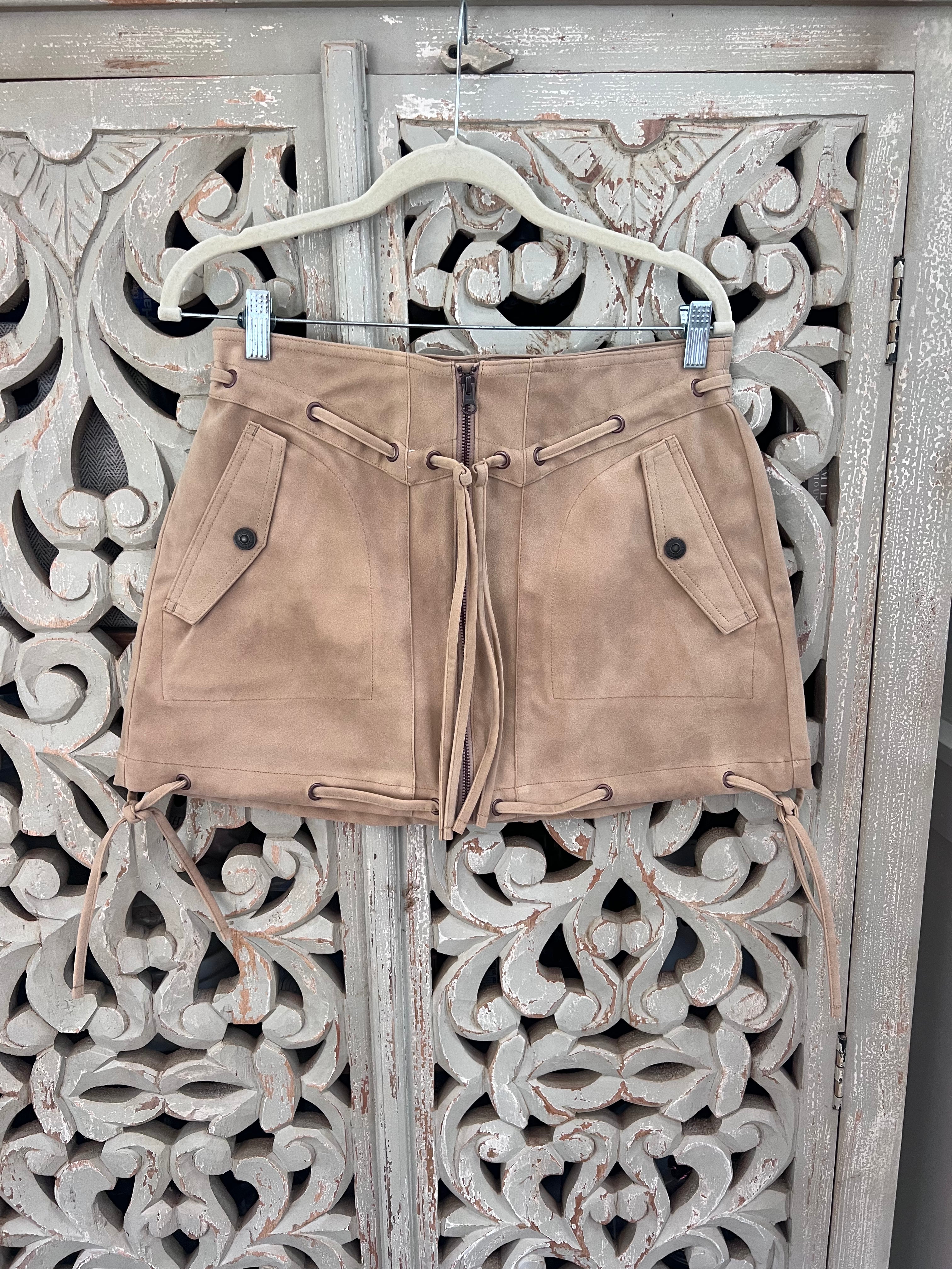FREE PEOPLE Suede Skirt Size 8 (RESTYLE)