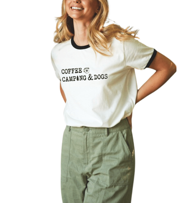 Coffee, Camping and Dogs Graphic Tee