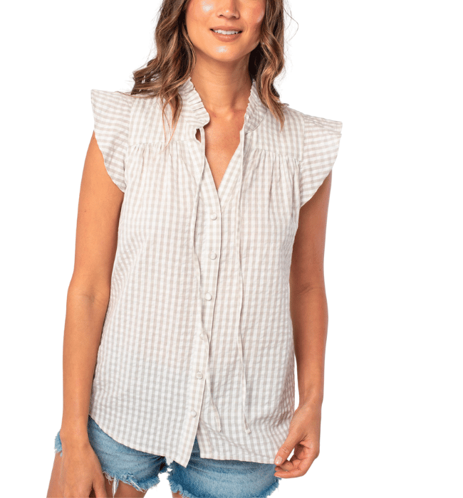 Gingham Cap Sleeve Top