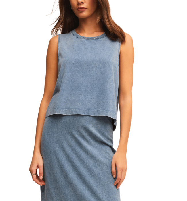 SLOANE JERSEY DENIM MUSCLE TANK
