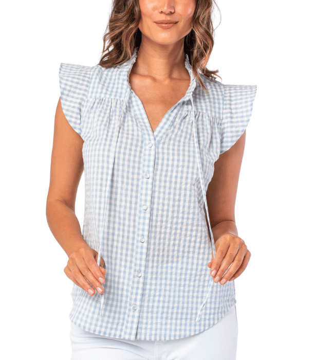 Gingham Cap Sleeve Top
