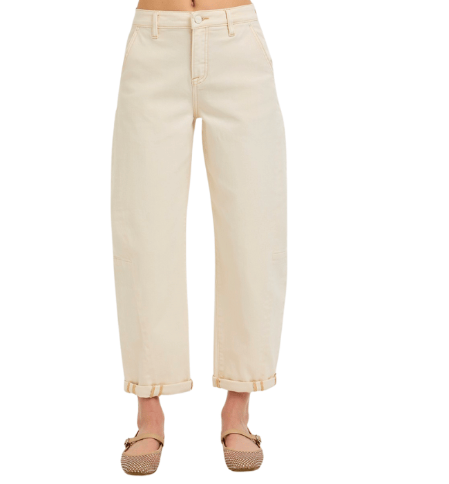 Shelby Cream Barrel Jeans