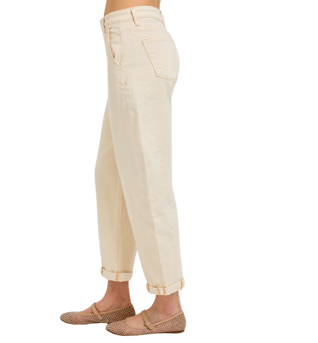 Shelby Cream Barrel Jeans