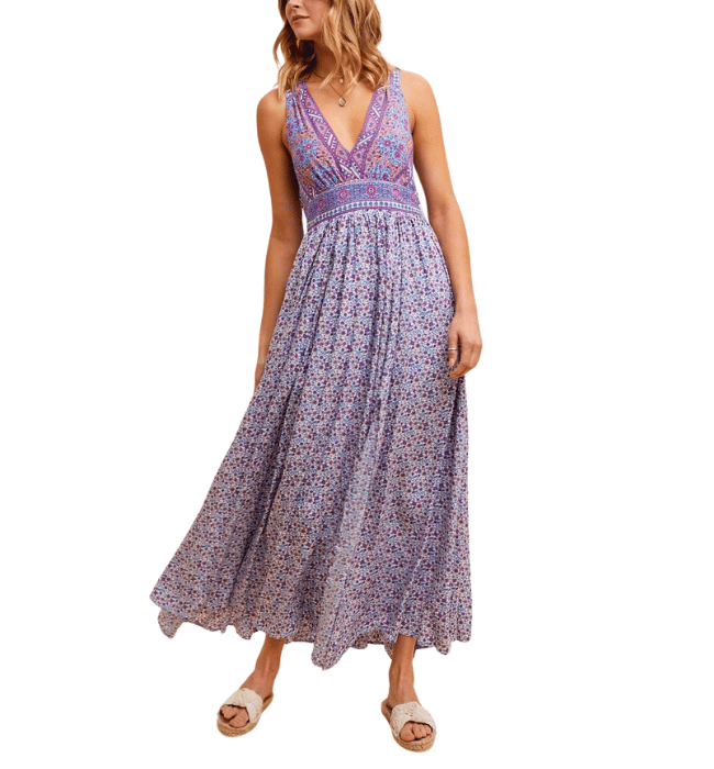 Tracey Border Print Maxi