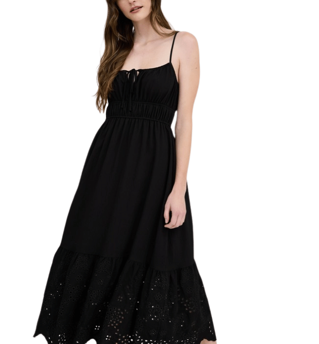 Kasia Black Eyelet Dress