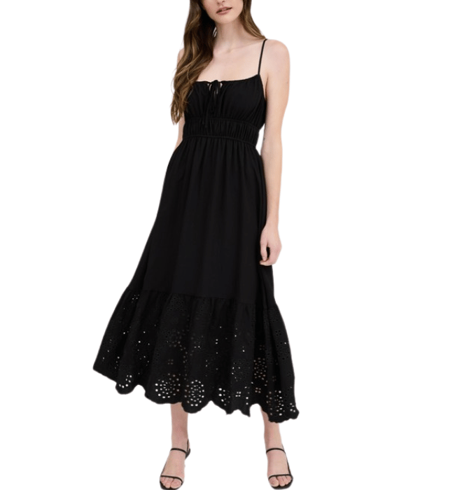 Kasia Black Eyelet Dress