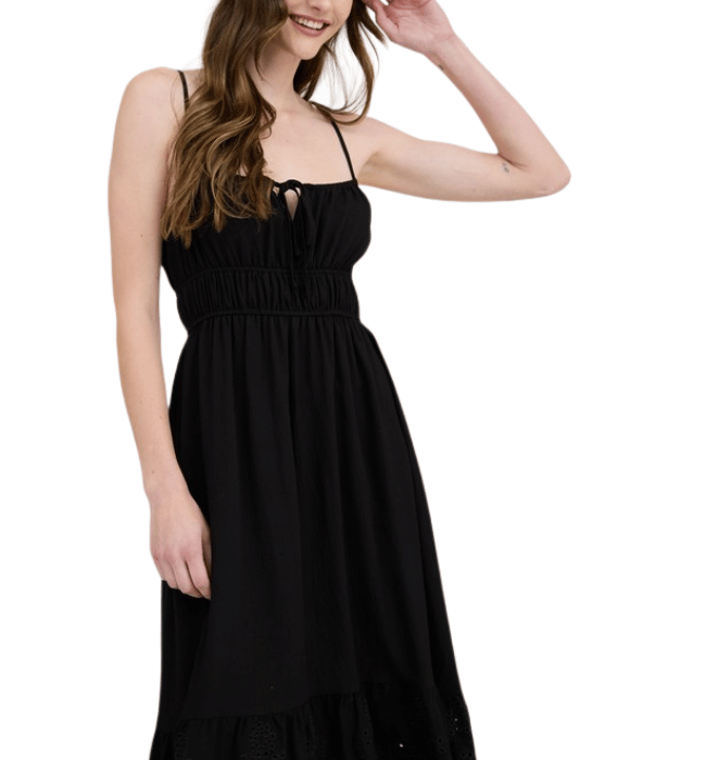 Kasia Black Eyelet Dress