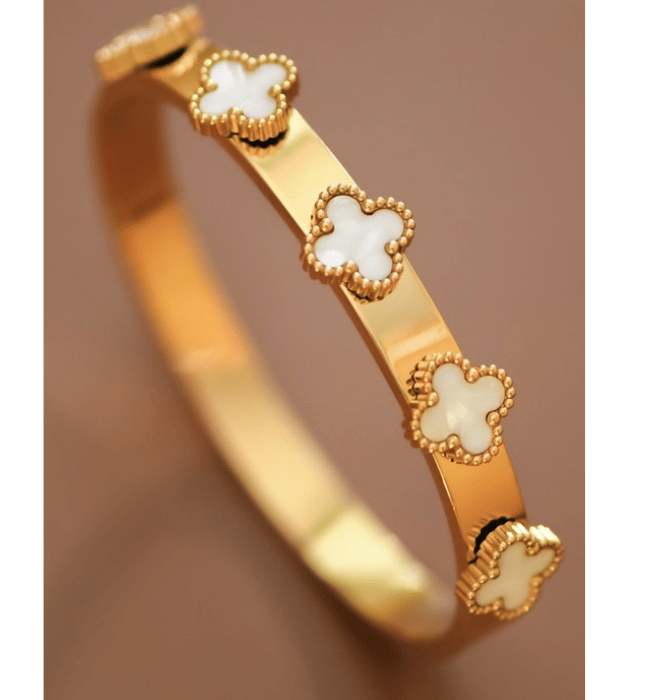 18K Gold Plated Stainless Steel hinged bangle bracelet