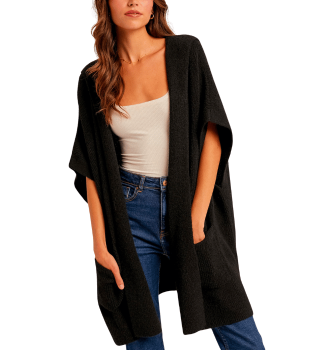 Alexie Black Hooded Cardigan