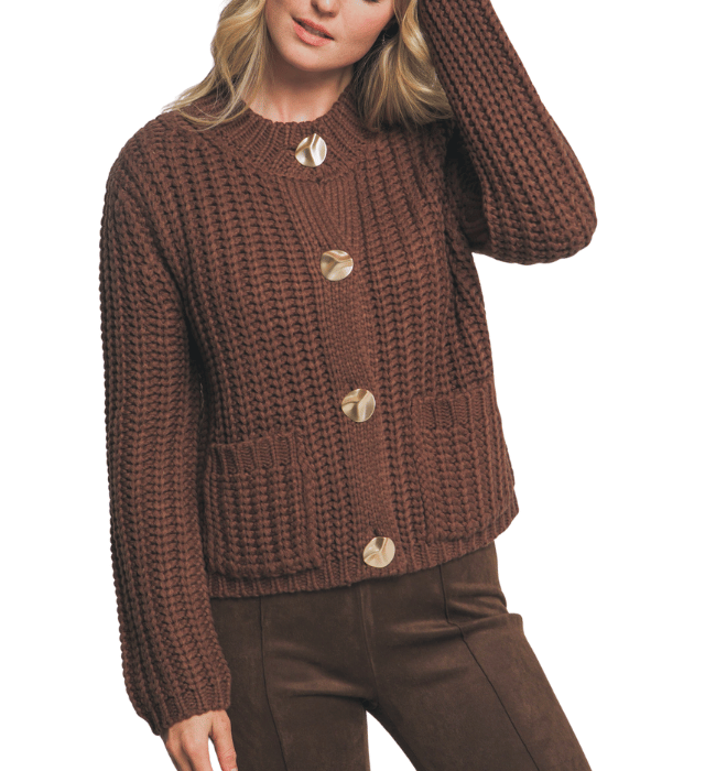 Chocolate Brown Chunky Knit Cardigan