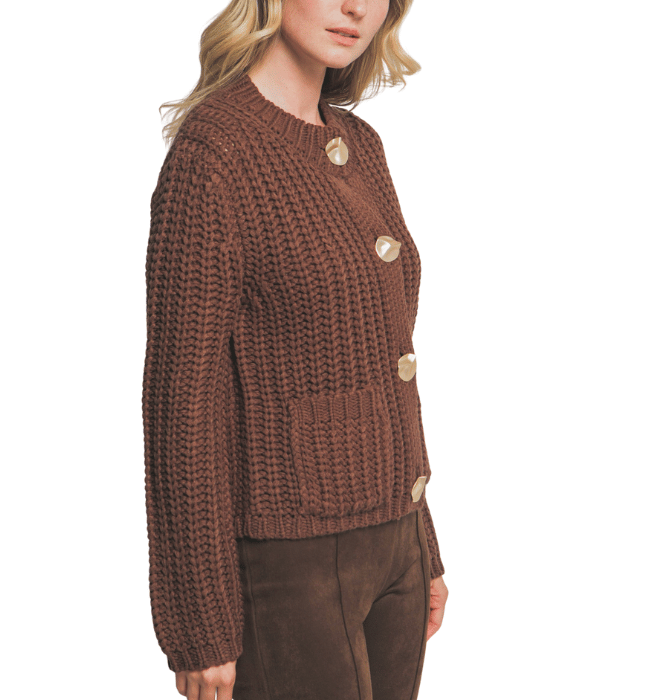 Chocolate Brown Chunky Knit Cardigan