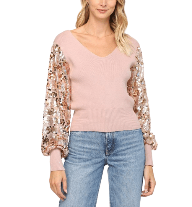 Cava Sequins Sleeve Top - Hudson Square Boutique LLC