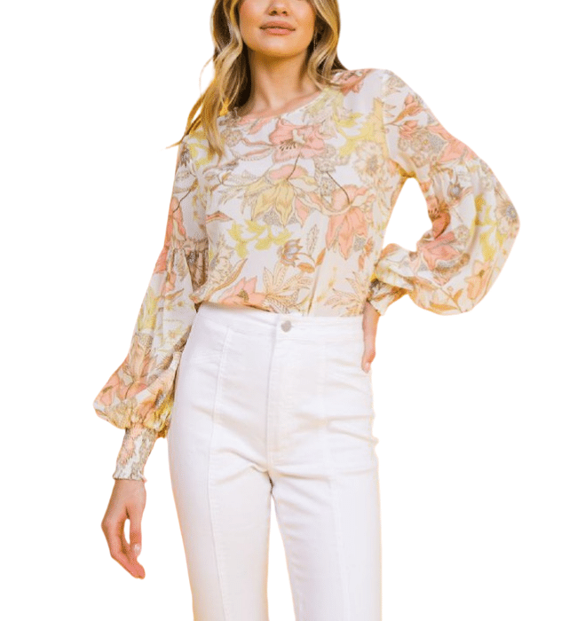 Floral Romance Blouse - Hudson Square Boutique LLC