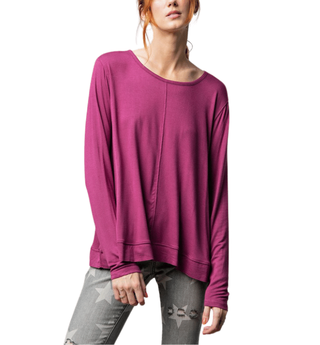 Magenta Thumbhole Top - Hudson Square Boutique LLC