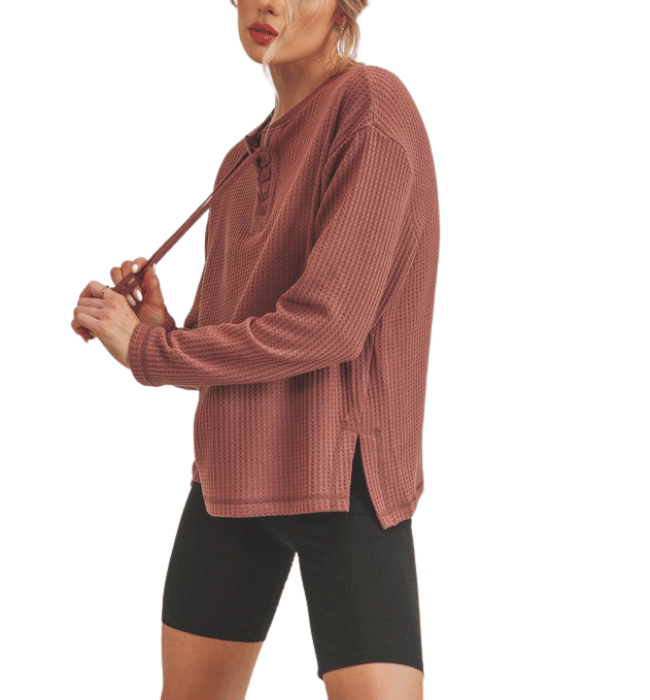 Carole Lace Up Top - Hudson Square Boutique LLC