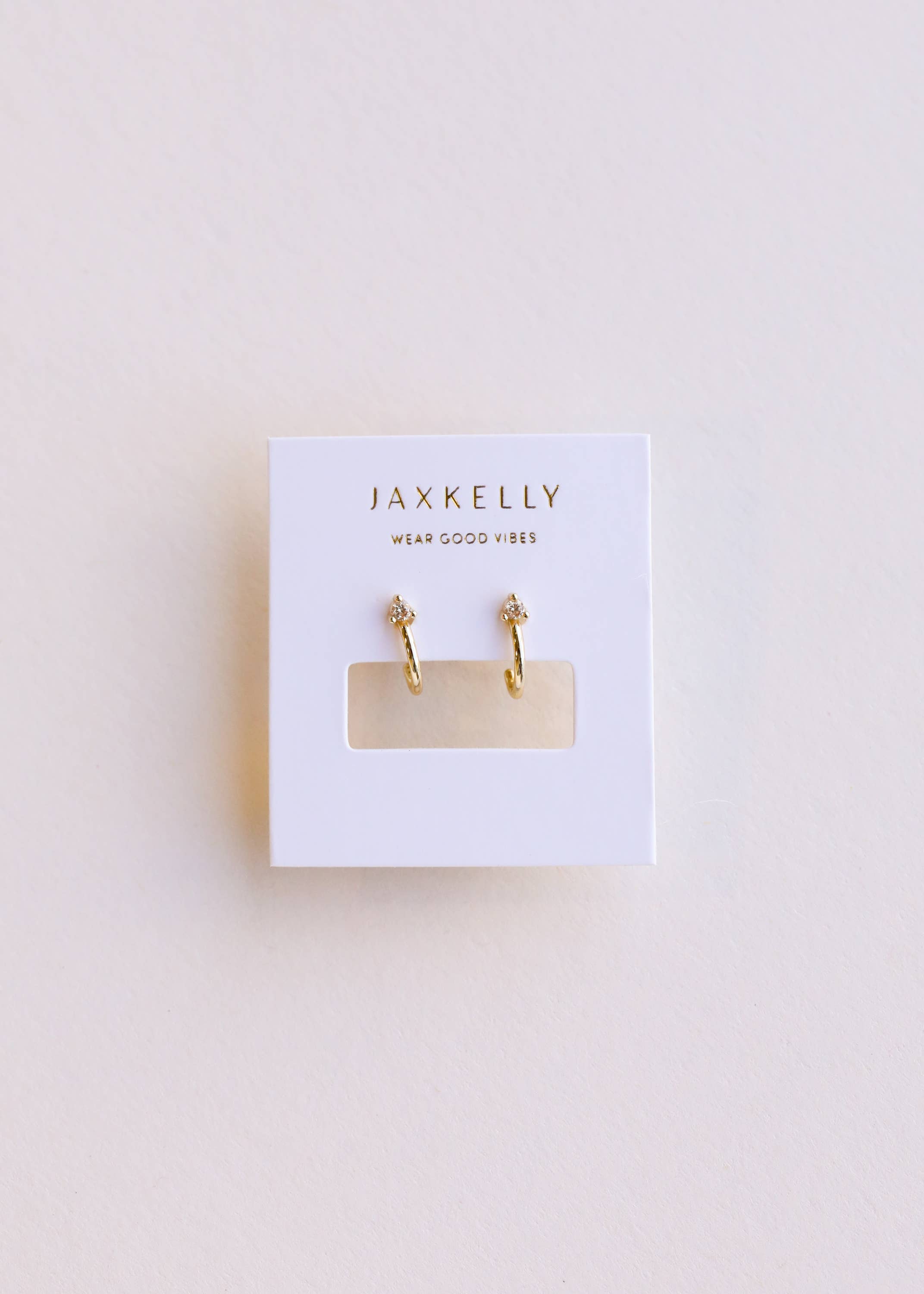 Open Mini Hoop - Champagne CZ - Gold Earrings