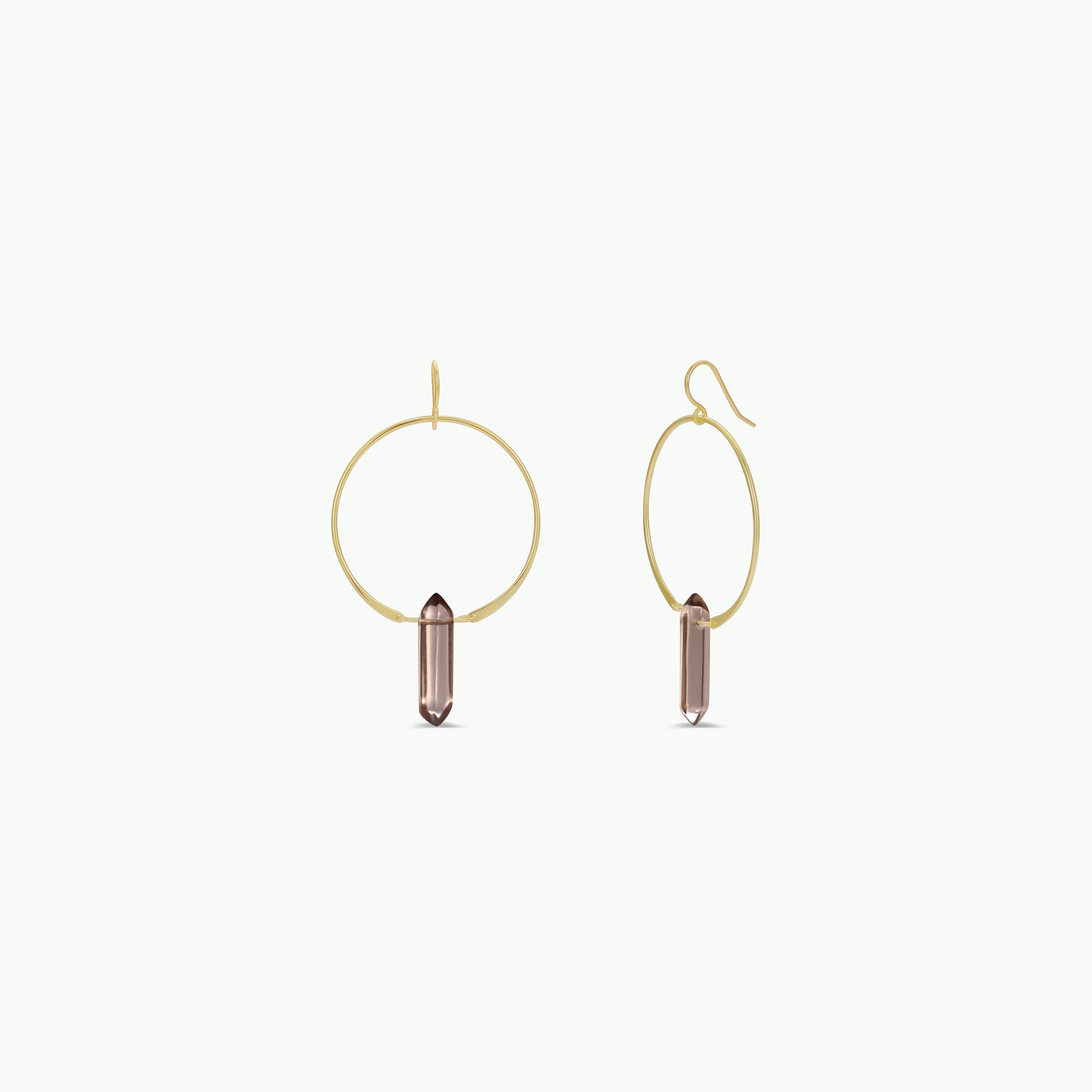 Hoops - Smoky Quartz - Gold Earrings