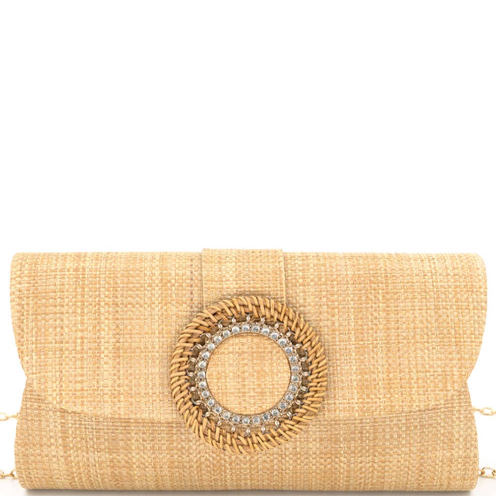 Rhinestone Rattan Clutch