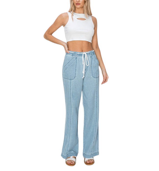 Ariana High Rise Straight Drawstring Pants