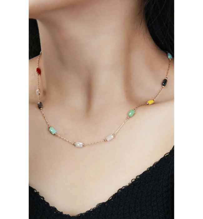 Colorful Beaded Chain Necklace