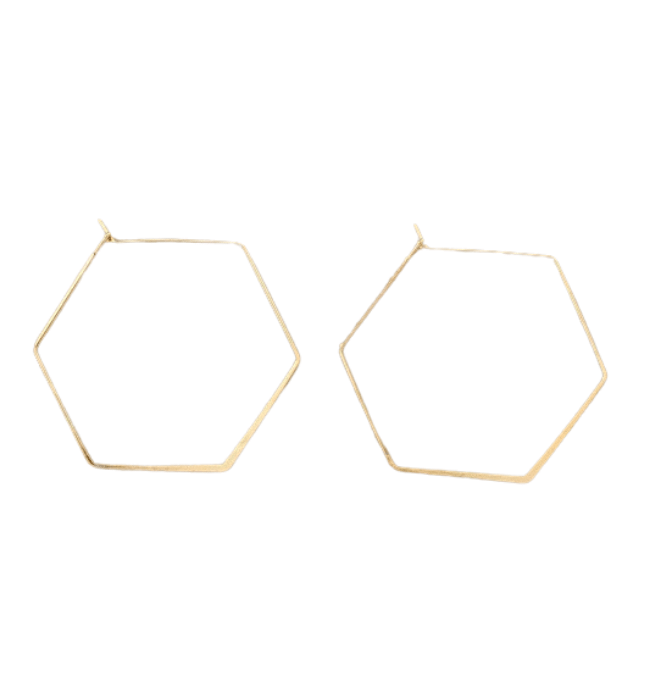Brass Thin Wire Hexagon Hoops