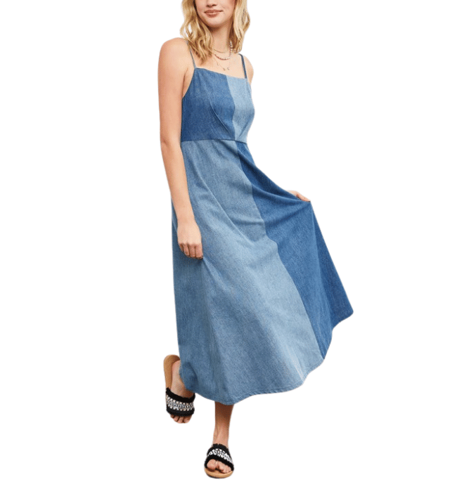 Jordyn Patchwork Maxi Denim Dress