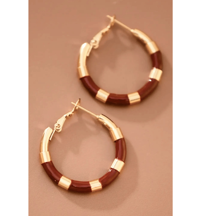 Red Enamel Hoop Earrings