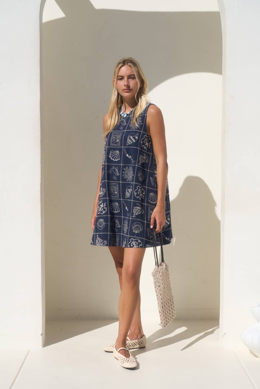 Nautical Embroidered Coastal Dress