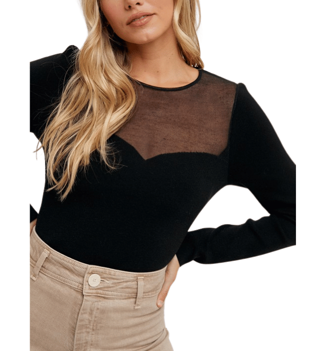 Allie Semi Sheer Sweetheart Top