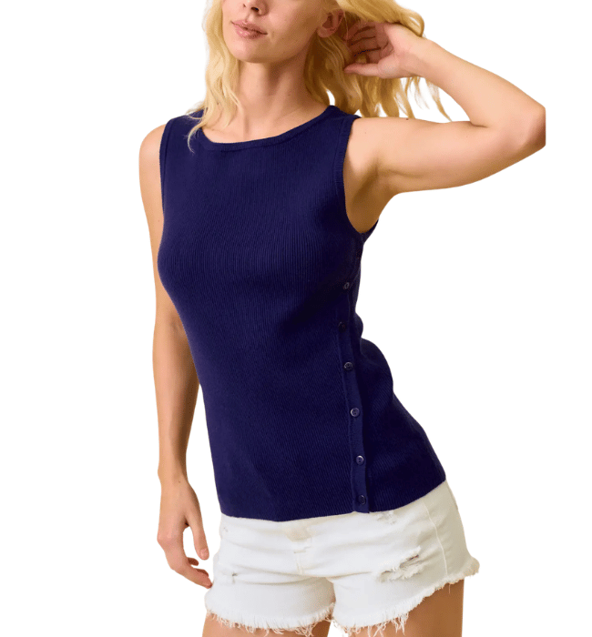 Erica Asymmetrical Button Tank