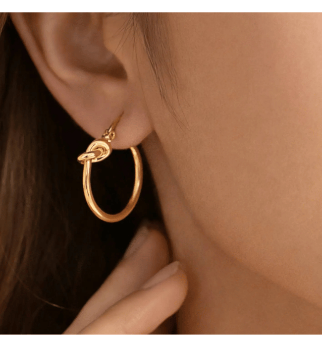 18K Knot Hoop Earrings