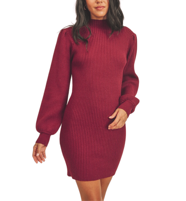 Paloma Burgundy Sweater Dress