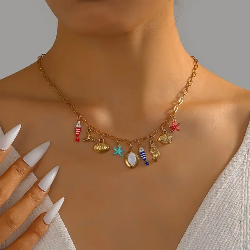 18K Stainless Steel Tarnish Free Fish Necklace