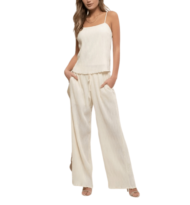 Ivory Plisse Pants