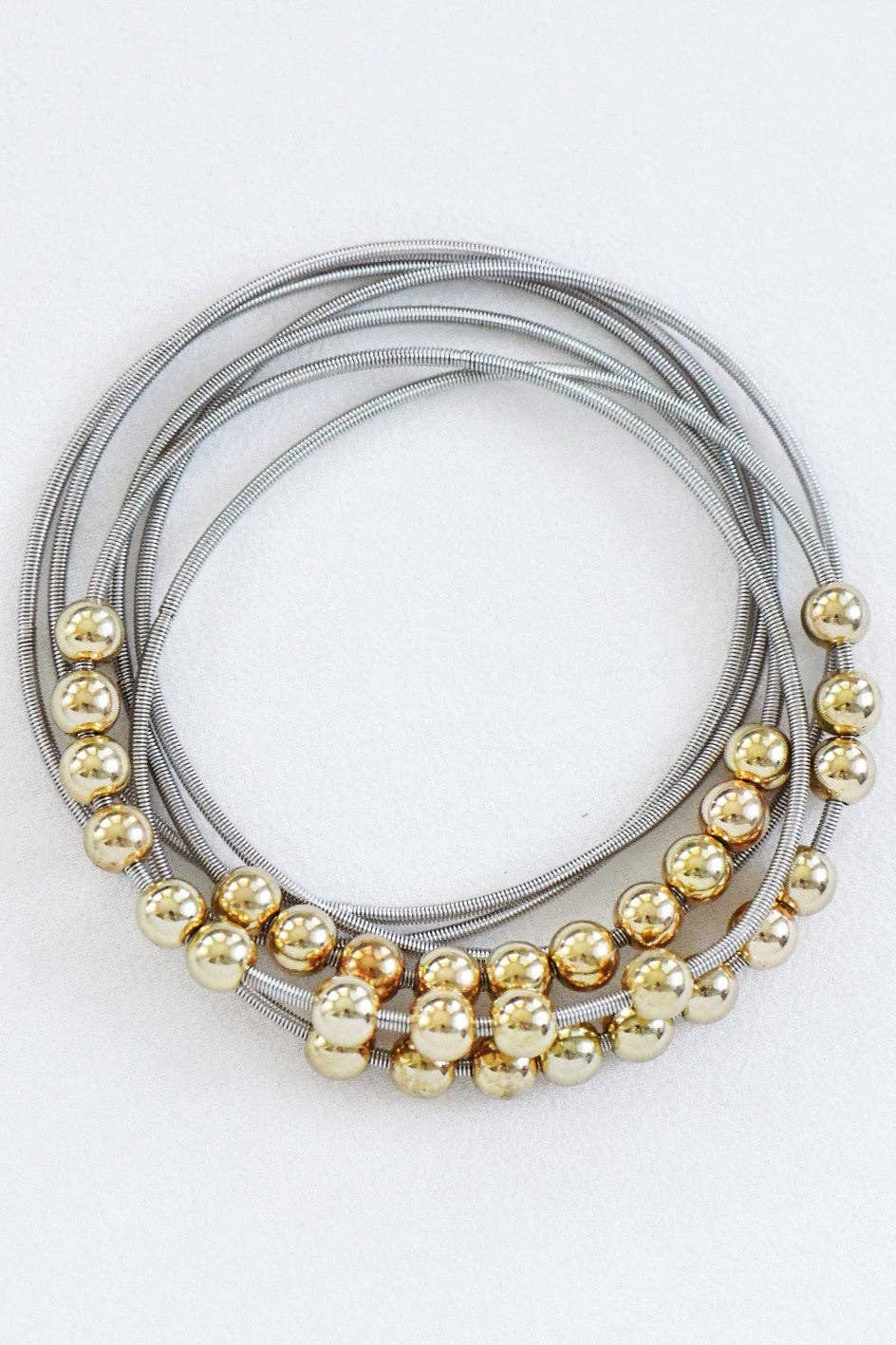 Boho Layered Spring Coil Guitar String Bracelet Set