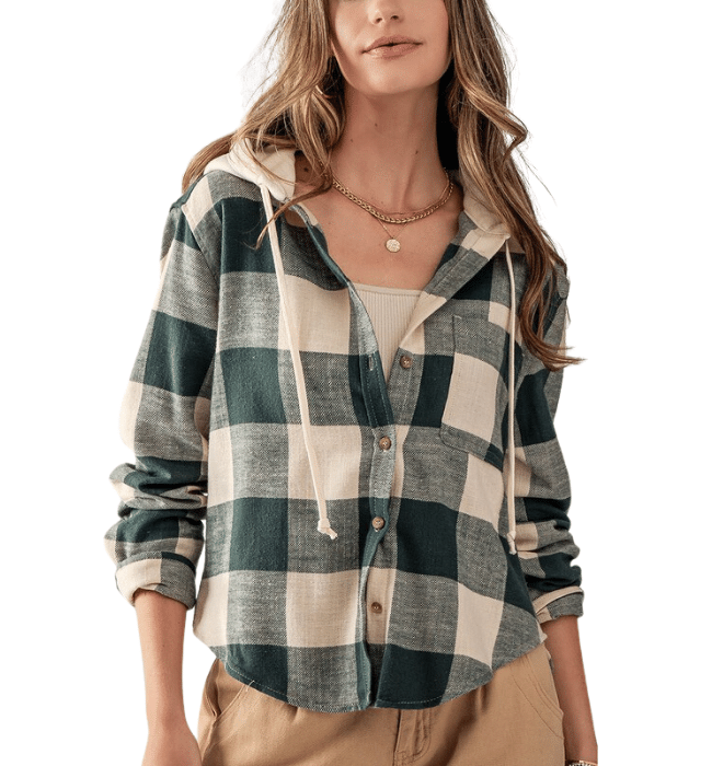 Iconic Plaid Button Down Hoodie