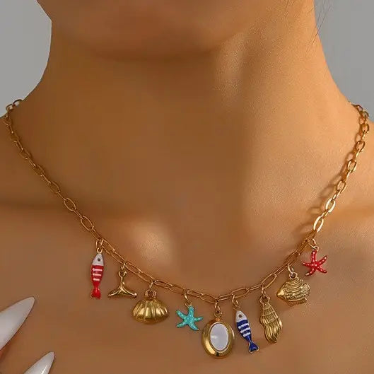 18K Stainless Steel Tarnish Free Fish Necklace